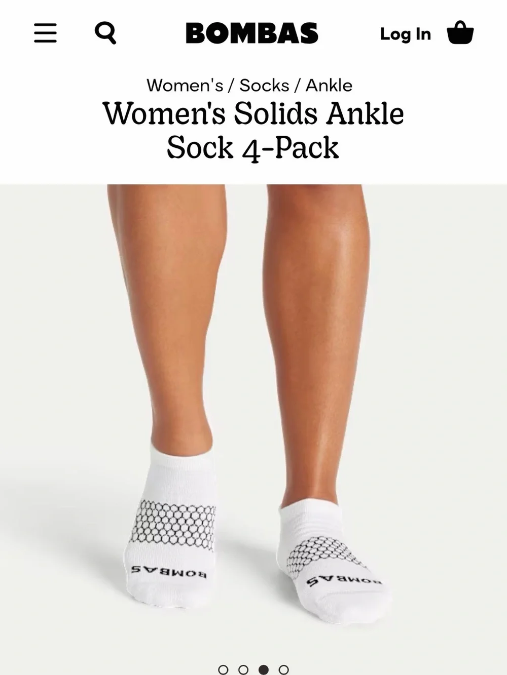 Bombas White Low-Cut Athletic Socks - 4 Pack, medium
